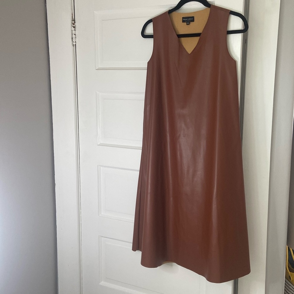 Vegan leather cognac size medium dress